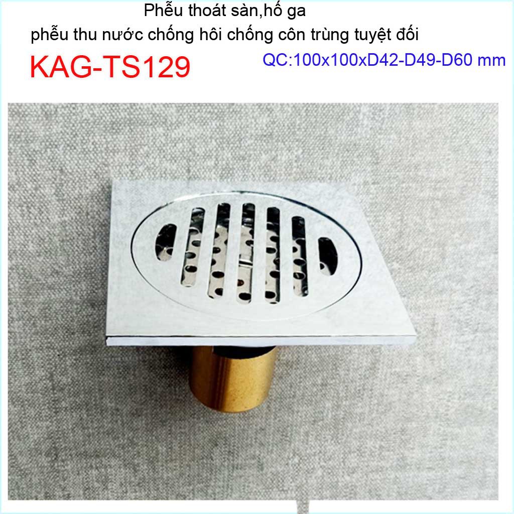 Thoát sàn chống hôi nhà tắm, phễu thoát sàn chống trào tuyệt đối Roca 10x10cm KAG-TS129