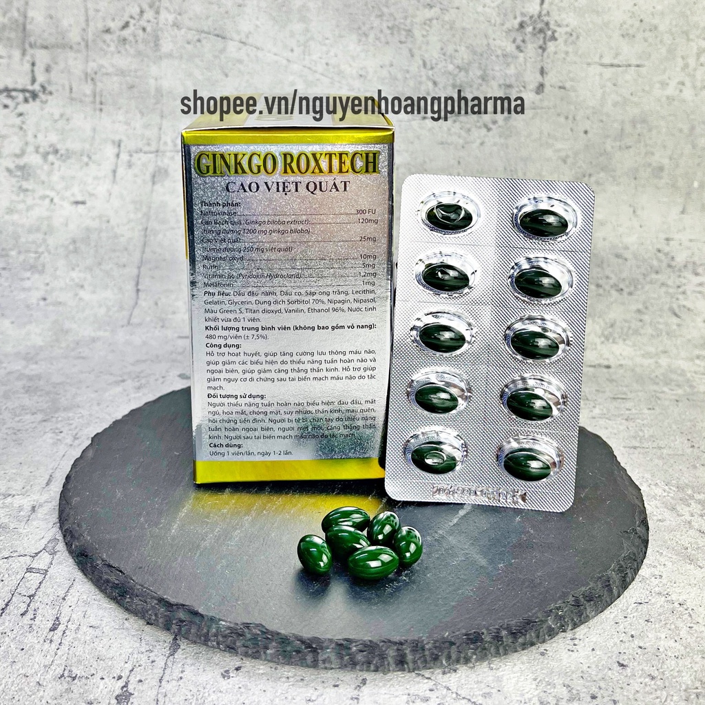Viên uống hoạt huyết dưỡng não Ginkgo biloba cao việt quất, cao bạch quả, omega 3 bổ não, tuần hoàn máu não bộ