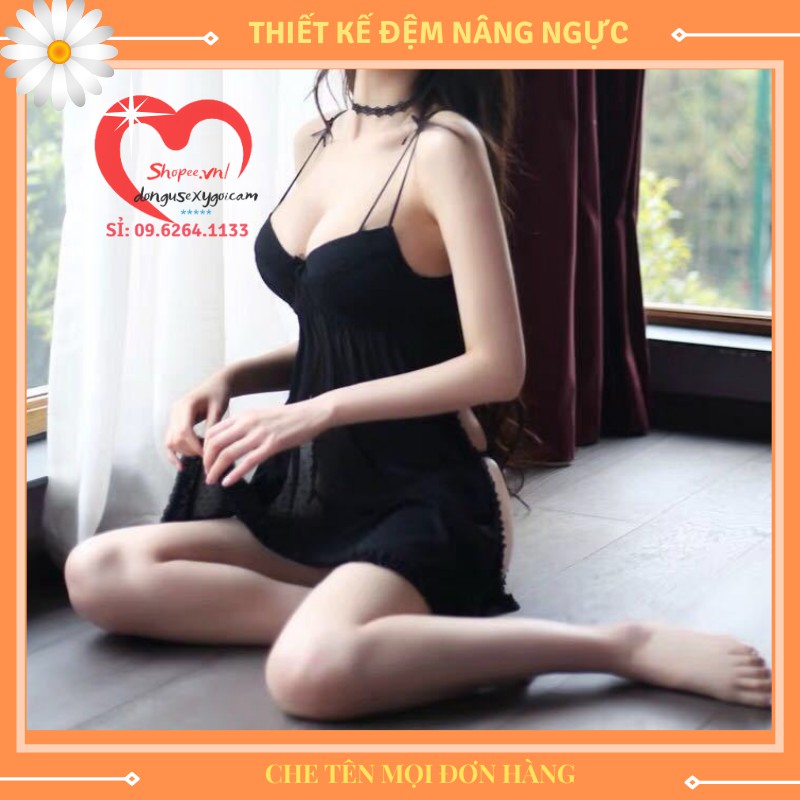 Váy Ngủ 2 Dây Dễ Thương Voan Lụa Sexy Gợi Cảm Cosplay Bigsize Có Mút Ngực  Xuyên Thấu Cao Cấp Quần Lọt Khe ( XẺ  VẠT ĐỆM