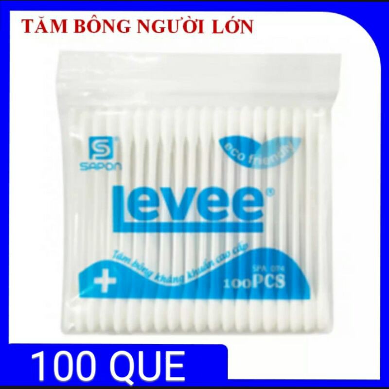 TĂM BÔNG KHÁNG KHUẨN CAO CẤP LEVEE 100 QUE NGƯỜI LỚN