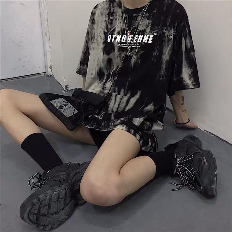 Áo thun nam nữ oversize loang màu chữ OTHOWEHNE