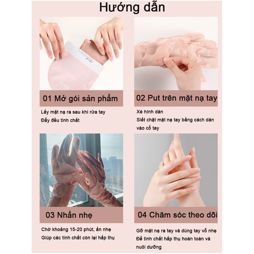 Hộp 5 đôi mặt nạ bao tay dưỡng ẩm RNW làm trắng tẩy tế bào chết cho nữ