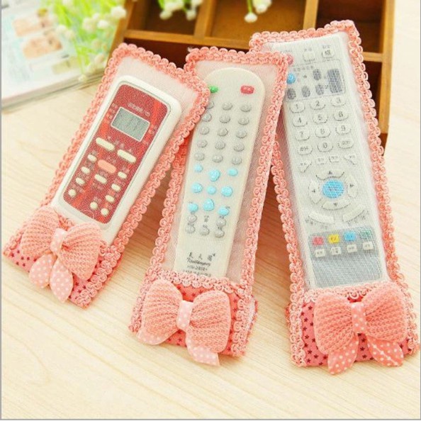 Vỏ Bọc Điều Khiển Tv/Máy Điều Hòa Chống Bụi Bằng Vải Ren Đính Nơ Dễ Thương