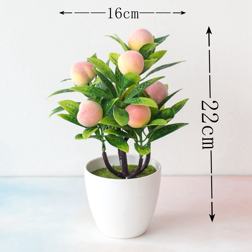 (Kèm chậu) Cây quýt, quất, lựu, ớt, nấm, dâu tây, cherry  - BONSAI các loại QUẢ RỰC RỠ - Chậu cây giả trang trí, đề bàn