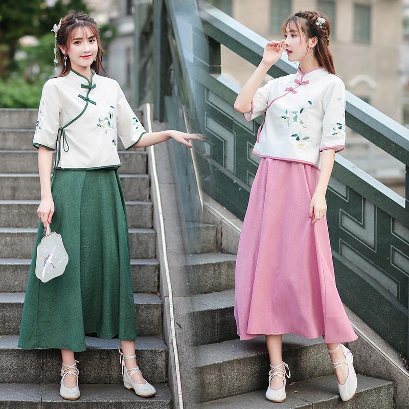 Đồ Hán Phục cách tân che bụng kiểu phương Tây phong cách mùa xuân