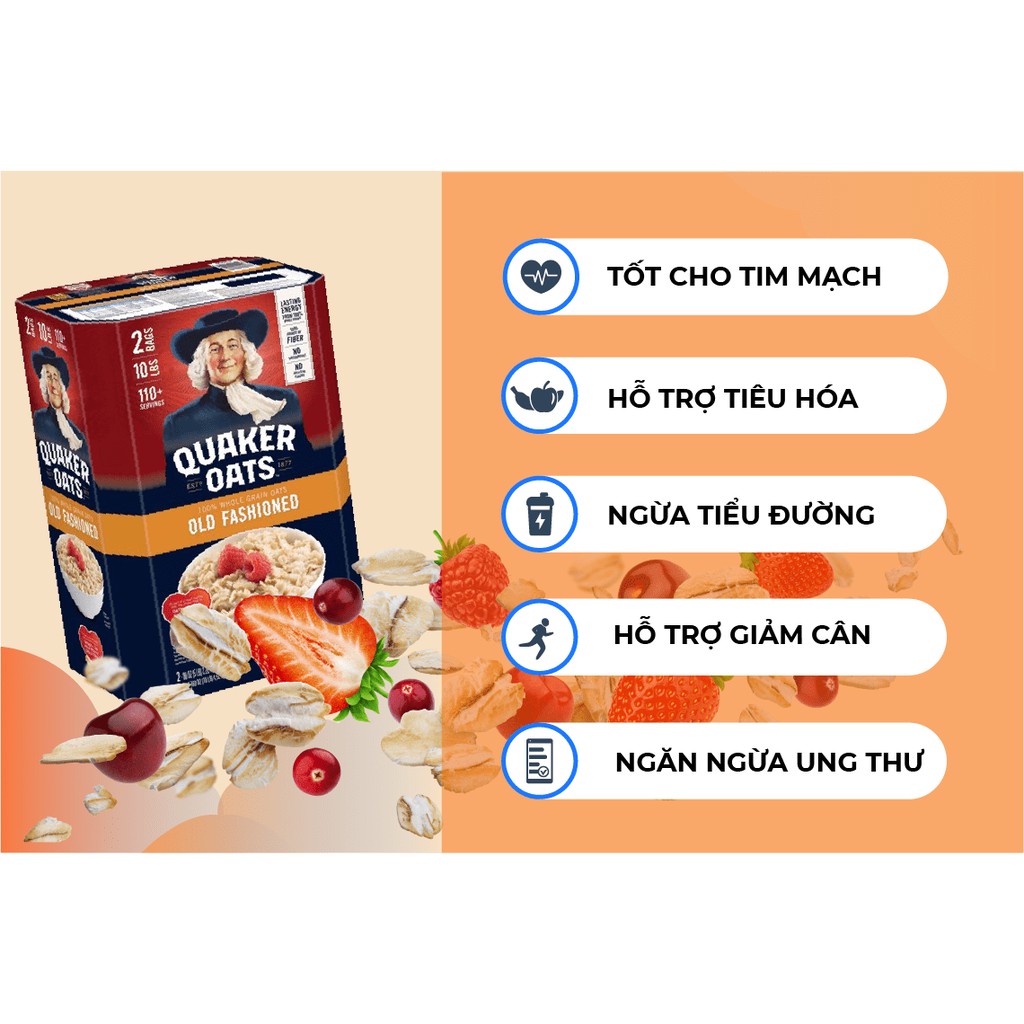 [ HÀNG MỚI VỀ ] Yến Mạch Quaker Oats Mỹ 10lbs (4.54kg) - Giá Sỉ Sập Sàn