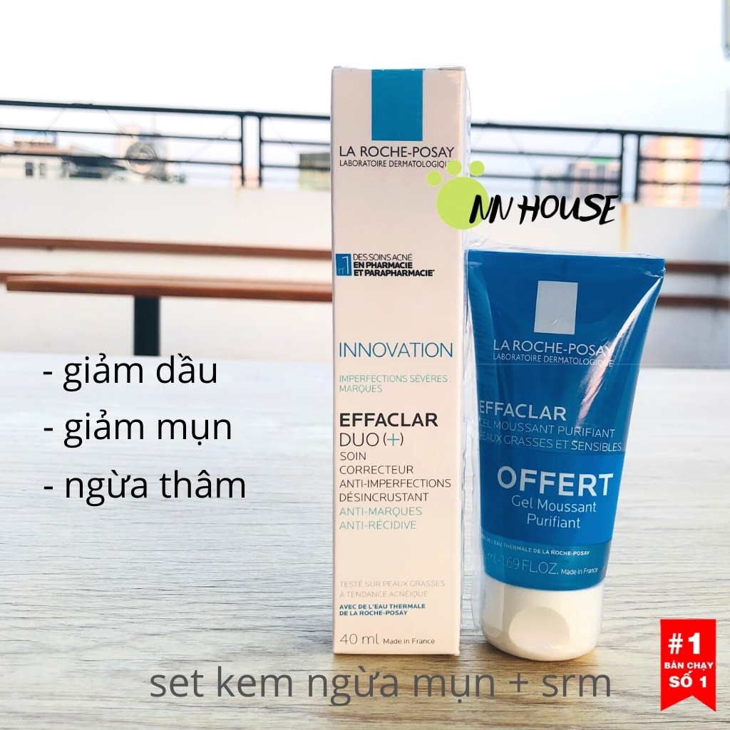 Kem mụn La roche Posay Effaclar Duo+ và sữa rửa mặt - set srm và kem ngừa mụn phục hồi và tái tạo da - NN HOUSE