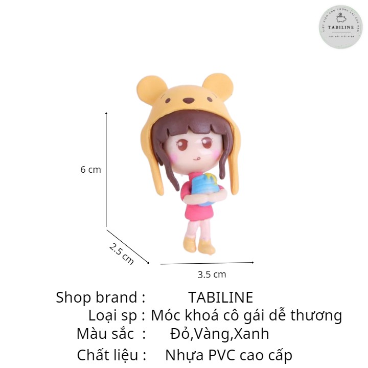 Móc khoá hình 3d cute cô gái dễ thương TABILINE nhựa PVC mềm cao cấp MK02