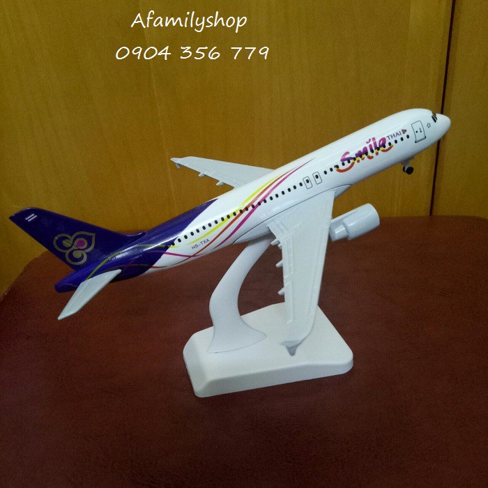 Mô hình máy bay tĩnh A380 Thai Smile 20cm có bánh xe