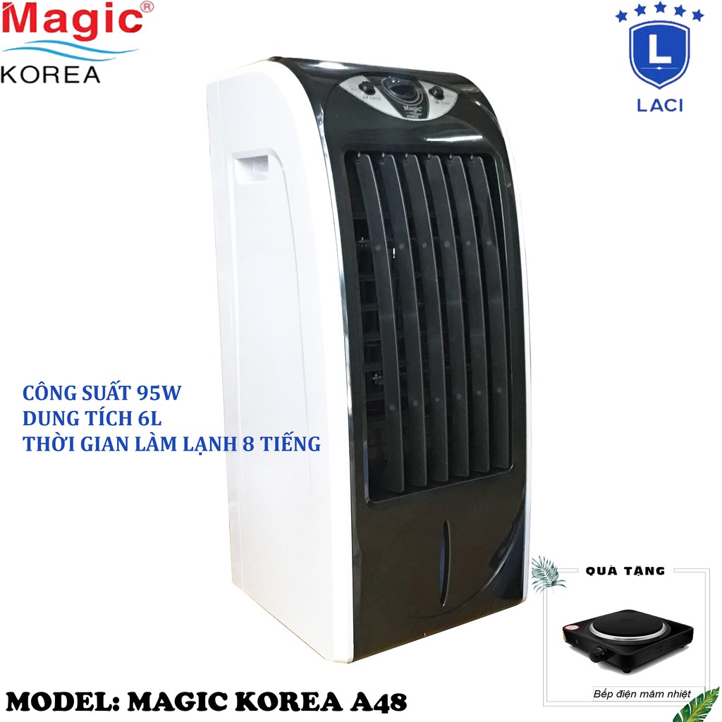 Quạt hơi nước làm lạnh không khí Magic Korea A48 | Công Suất 95W | Dung tích 6L | Tặng Bếp Điện Đơn Perfect