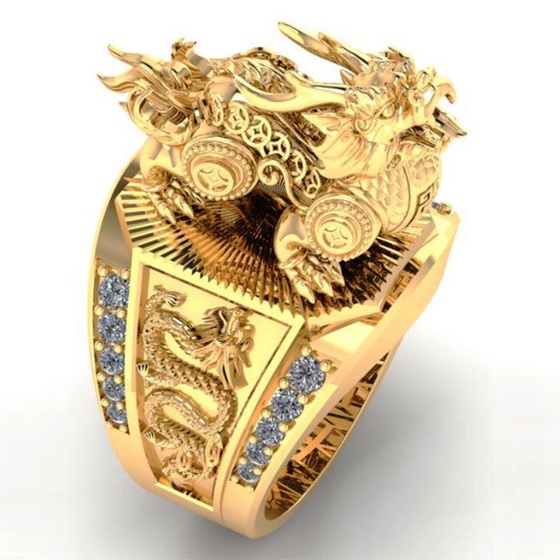 Nhẫn nam đẹp hình kỳ lân cao cấp thiết kế bền màu