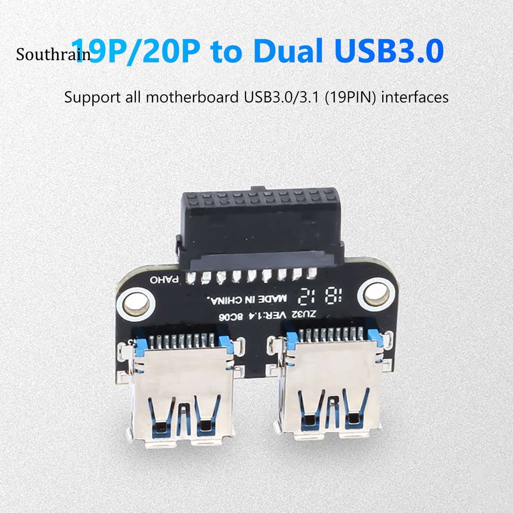Bo mạch chủ chuyển đổi đầu USB 3.0 19/20 chấu sang hai đầu USB 3.0 tốc độ cao đường truyền ổn định dành cho máy tính bàn