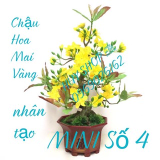 Hoa trang trí ngày tết - CHẬU HOA MAI VÀNG NHÂN TẠO ĐỂ BÀN MINI SỐ 4