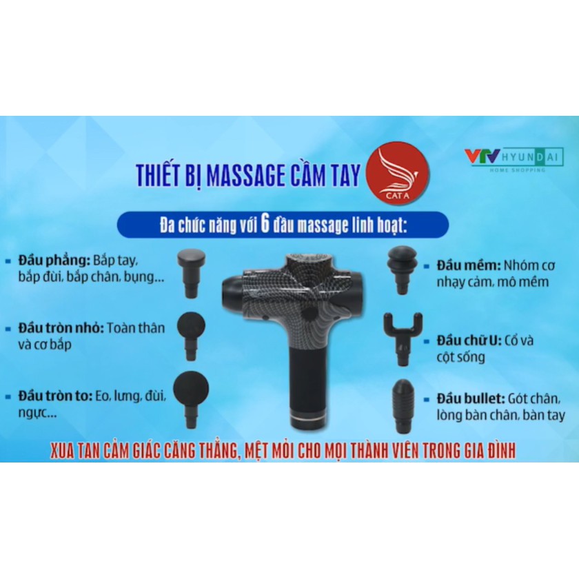 Súng Massage cầm tay cao cấp cát á 6 đầu Massage EM009 - Màn LCD, Phím Điều Chỉnh Cảm Ứng