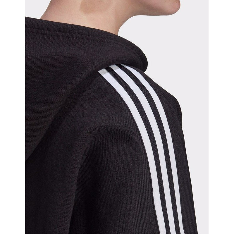 Áo Hoodie 3D Trefoil Cropped - Black