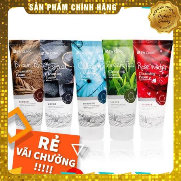 Sữa rửa mặt 3W clinic Trà xanh/ Gạo/Collagen/Hoa hồng/ Than hoạt tính