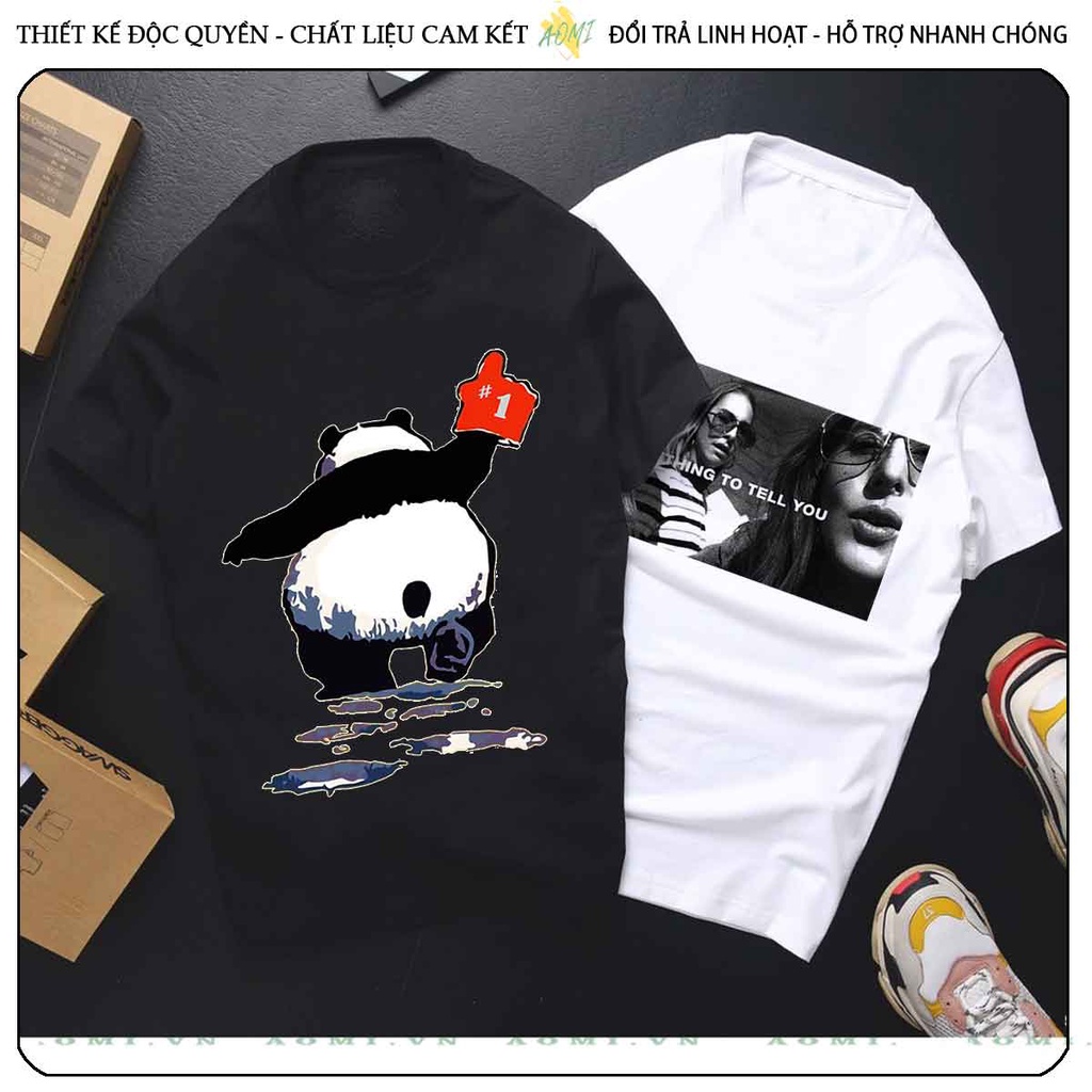 ÁO THUN HOTREND COTTON 2D 3158 FORM RỘNG FREESIZE DƯỚI 70KG PHÔNG NAM NỮ TAY NGẴN CẶP ĐÔI UNISEX ĐEN TRẮNG AOMIVN