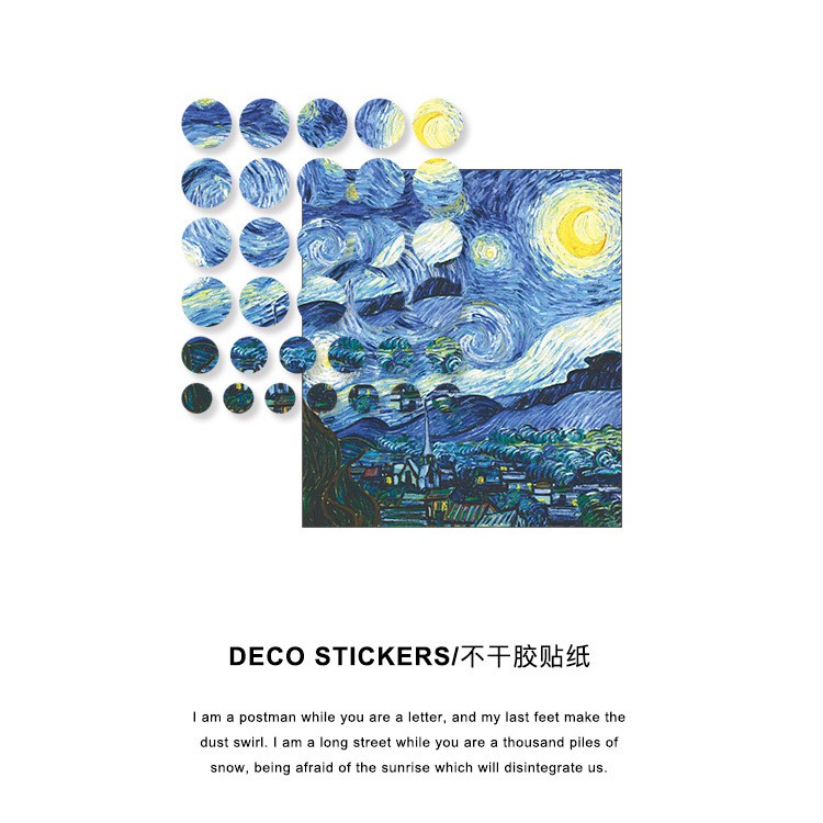 (ST039) Set sticker Van Gogh hình theo tranh x3 tờ