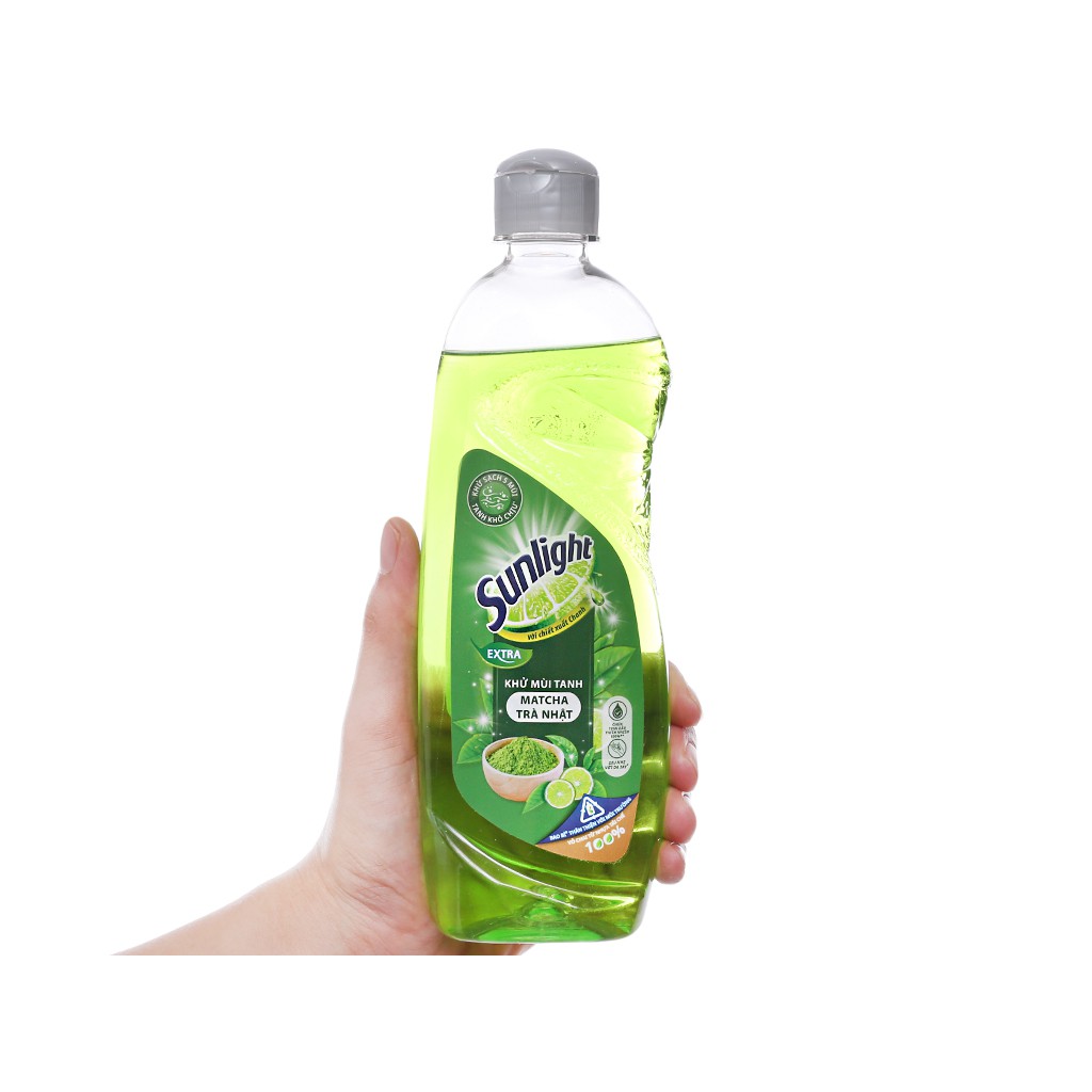 Nước rửa chén Sunlight Extra trà xanh matcha Nhật Bản chai 386ml