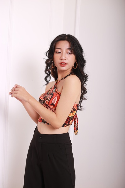 ĐỒ ĐI BIỂN /ĐI CHƠI - BRALETY TOP - YẾM BUỘC CỔ BÔNG HOA - A0039