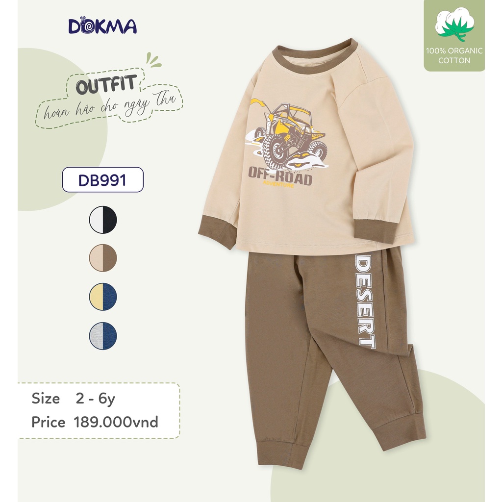 2-6Y Bộ dài tay cổ tròn bé trai Dokma DB813/DB991