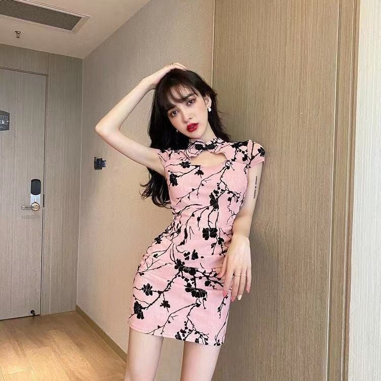 Đầm Sườn Xám In Họa Tiết Phong Cách Retro Trung Hoa Quyến Rũ Cho Nữ