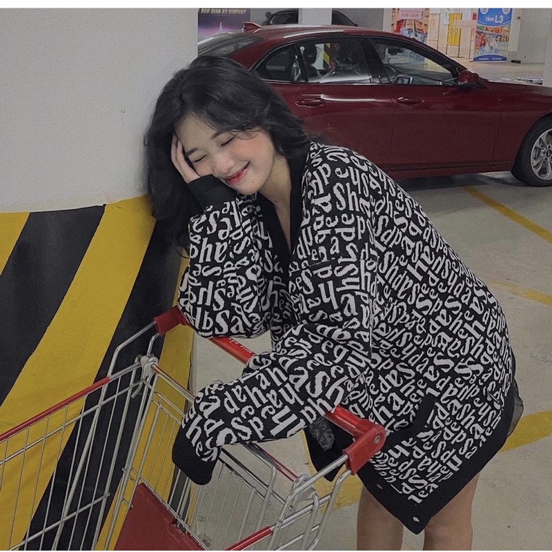 Áo khoác len cardigan hoạ tiết CHỮ CÁI