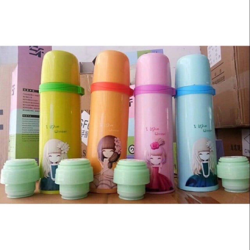 BÌNH GIỮ NHIỆT HÌNH CÔ GÁI DỄ THƯƠNG 500ML