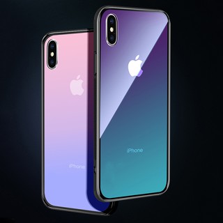 Ốp lưng Iphone Xs max lưng màu Gradient kính cường lực cao cấp