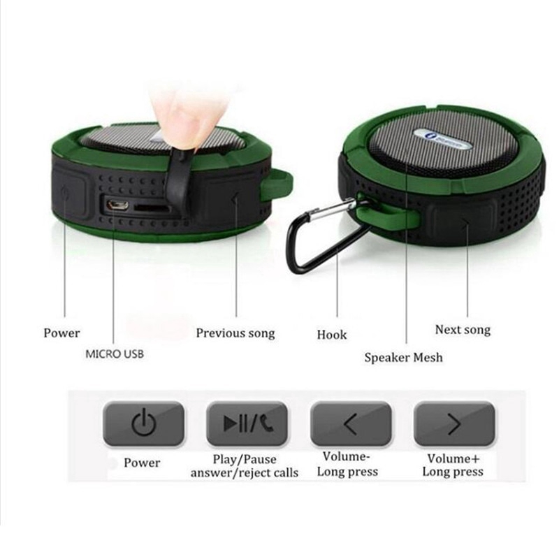 Loa Bluetooth C6 Mini Hỗ Trợ Thẻ Tf Có Móc Treo Tiện Dụng