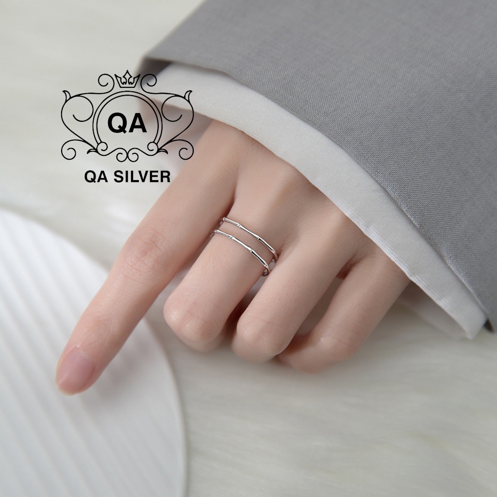 Nhẫn bạc 2 tầng nữ đốt trúc tối giản S925 LAYER Silver Ring QA SILVER RI220403