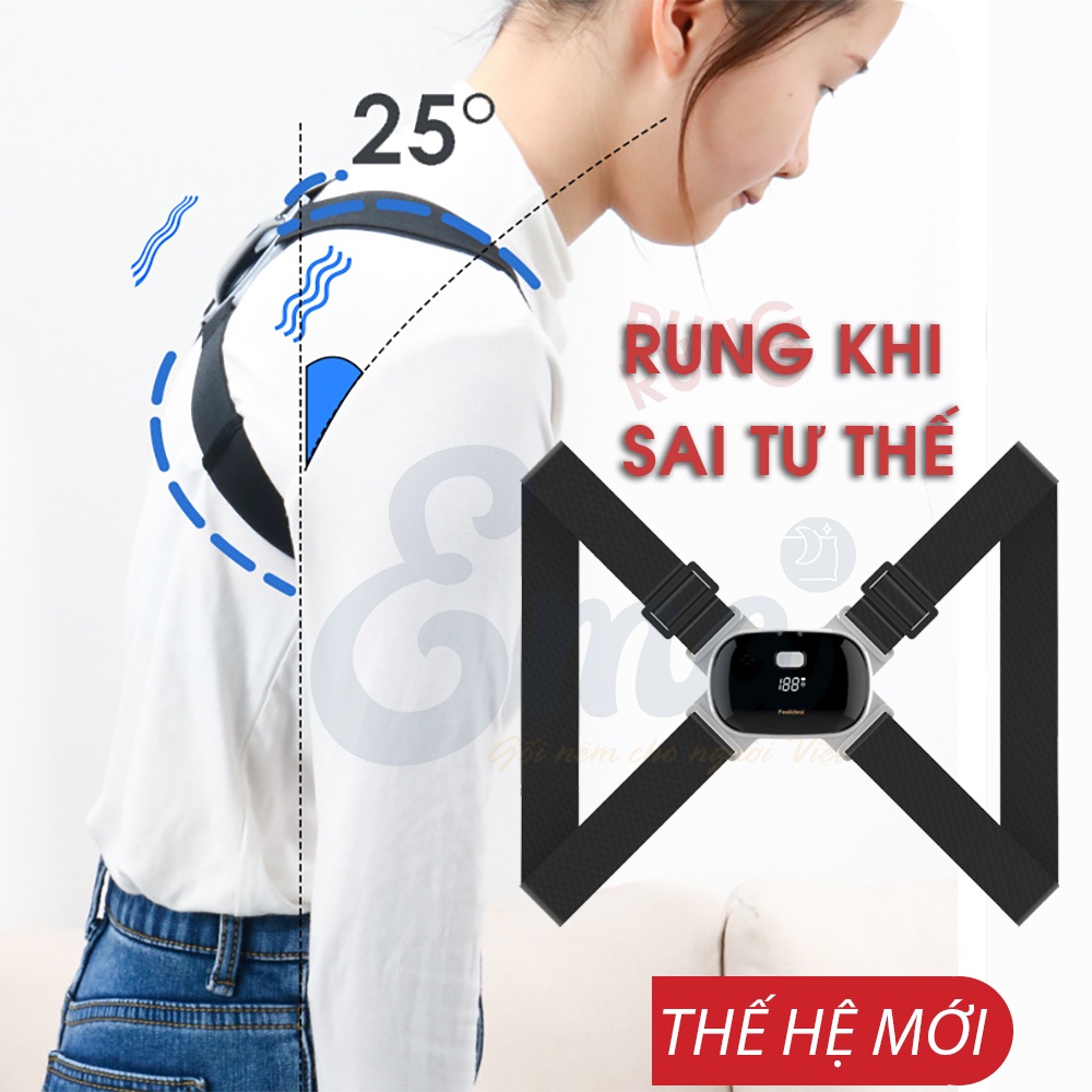 Đai rung chống gù lưng chỉnh tư thế cho trẻ - Thế hệ 2 cảm biến thông minh - Rung khi ngồi sai tư thế