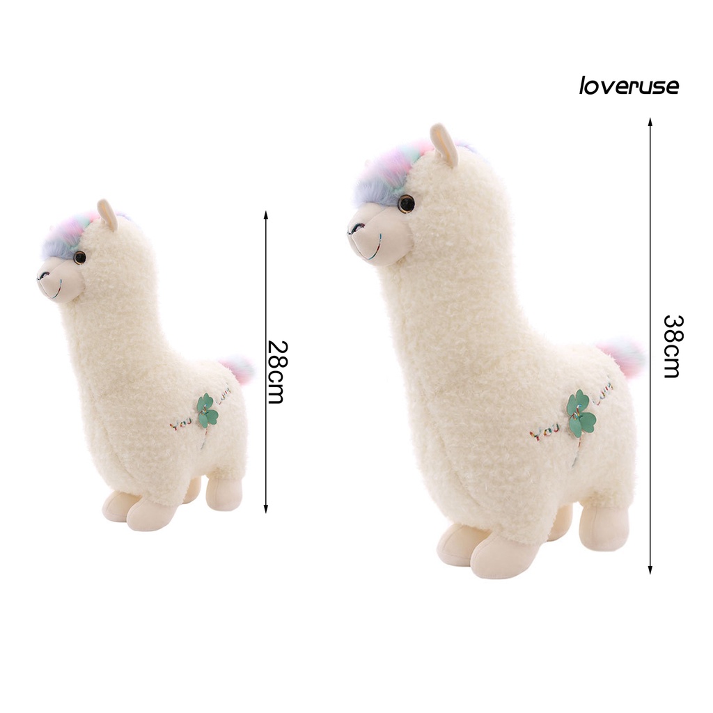 Thú nhồi bông bằng lông hình lạc đà chi tiết lông cầu vồng xinh xắn