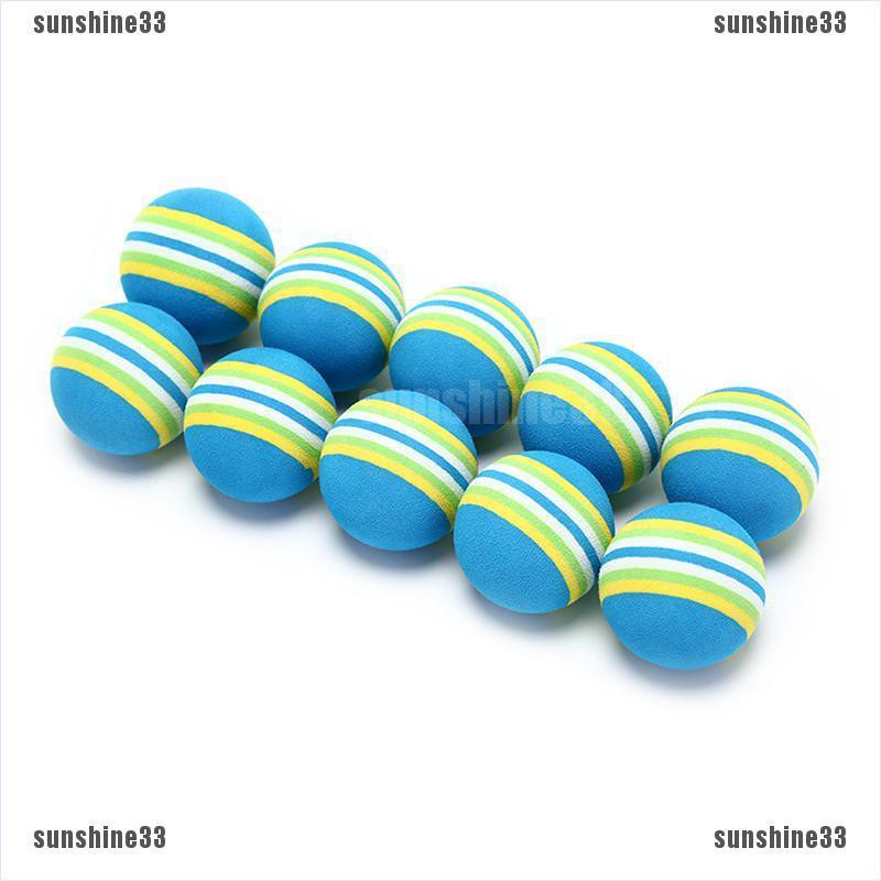 【COD•suns】10Pcs Rainbow Stripe foam Sponge Golf Balls Swing Practice Training