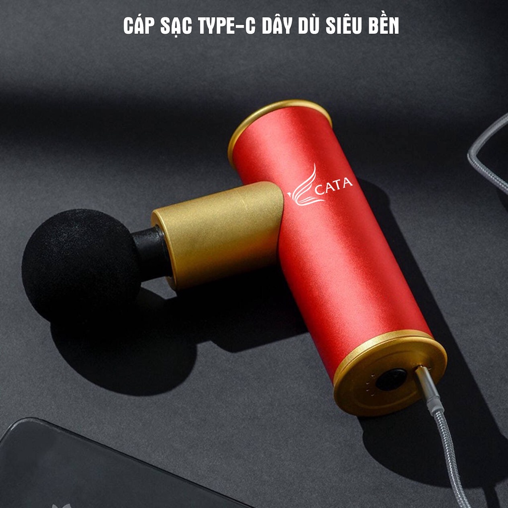 Súng massage cầm tay mini Cát Á LE10200-N, 4 mức độ rung, 5 đầu massage, nhỏ gọn thích hợp cho phái yếu - BH 12 tháng