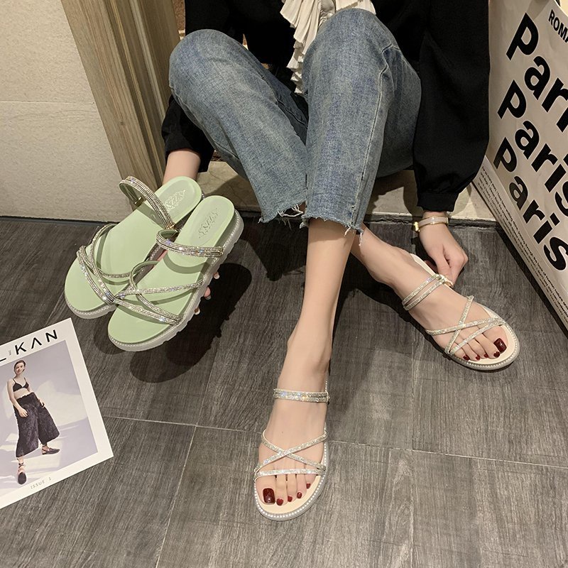 Dép sandal IELGY đế dày đính đá thoải mái thời trang dành cho nữ
