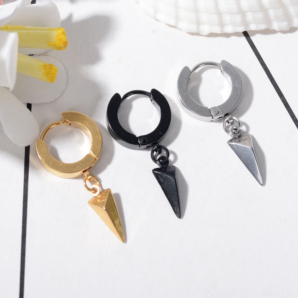 1 Khuyên Tai Nam Nữ Hình Tam Giác Cá Tính