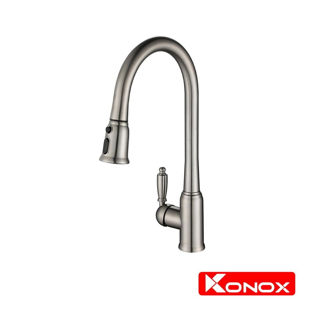 Vỏi rửa bát rút dây KONOX KN1905 hợp kim đồng 61% tiêu chuẩn Châu Âu CW617N, bề mặt xử lý công nghệ PVD Chrome 5 lớp