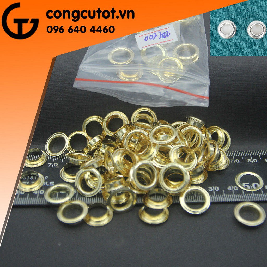 Mắt cáo 10mm vàng túi 100 cặp chuyên bấm bạt
