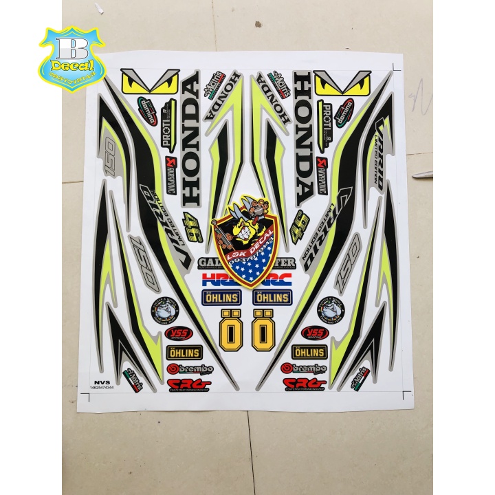 ( Quí khách vui lòng mang ra tiệm cho thợ dán ) Tem vario 150 in decal trong trắng hoặc bạc