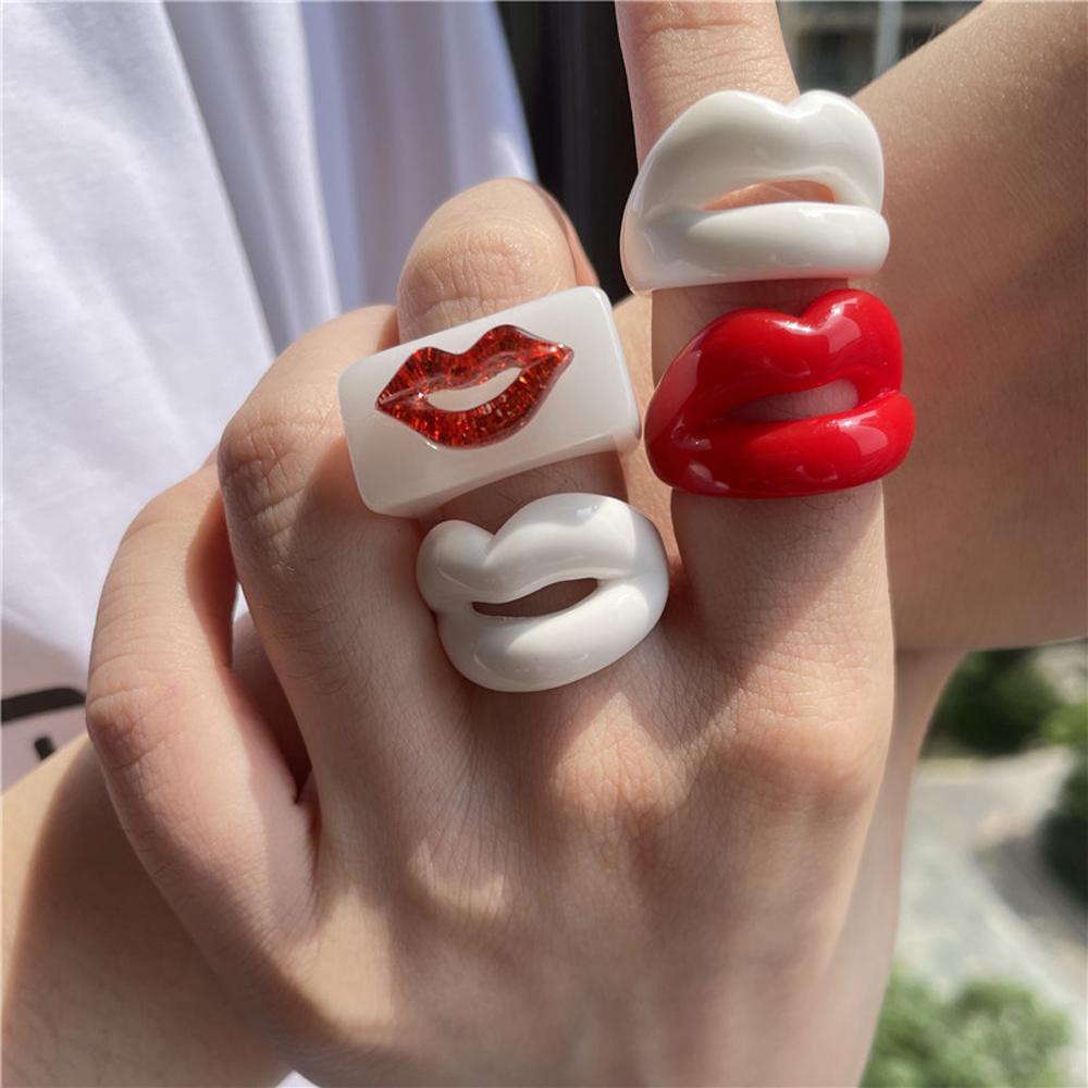 Nhẫn Acrylic Trong Suốt Hình Vuông Phong Cách Punk Cá Tính