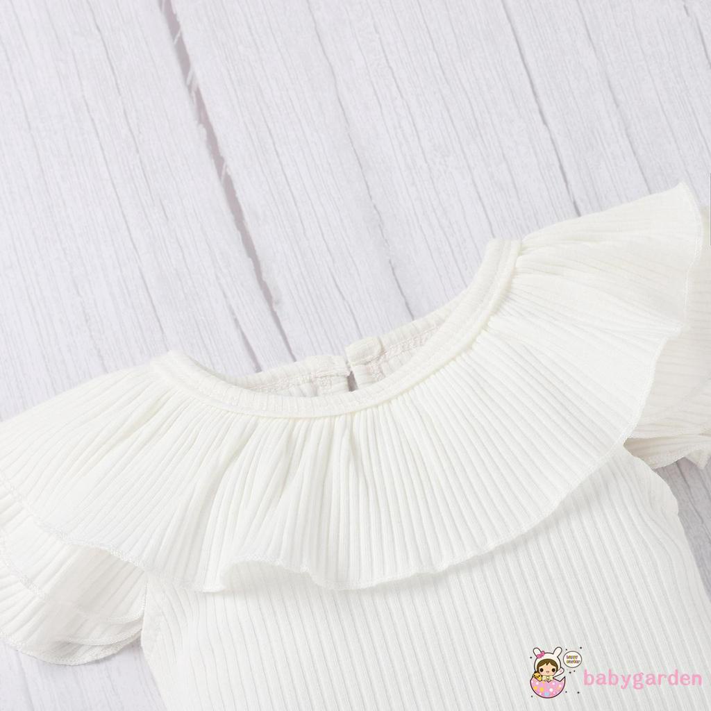 Áo Liền Quần Tay Bèo Kèm Băng Đô Cho Bé Gái