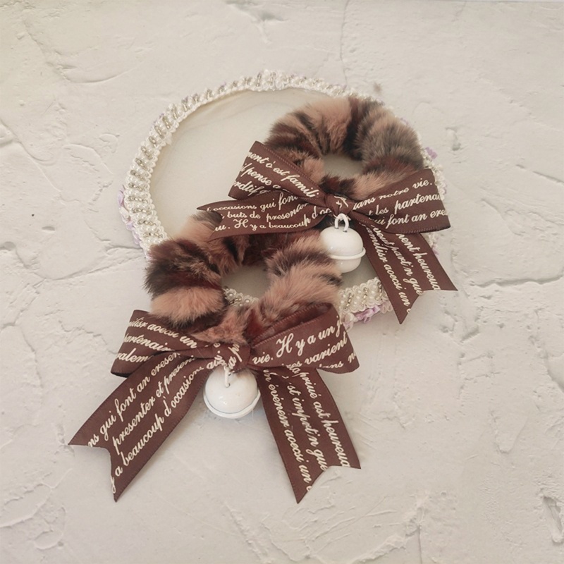 Dây Cột Tóc Lông Nhung Co Giãn Đính Chuông Phong Cách Lolita