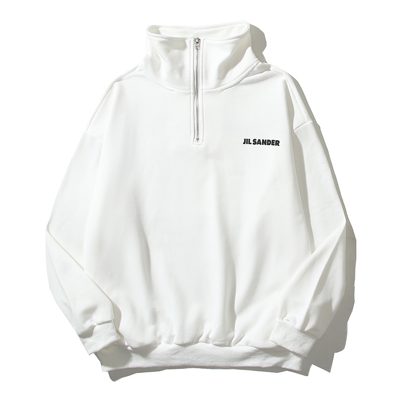 Jil SAND * Áo Sweater Nửa Vòng Chân Dáng Rộng In LOGO Chữ Mới Tối Giản Cho Cặp Đôi Nam Và Nữ