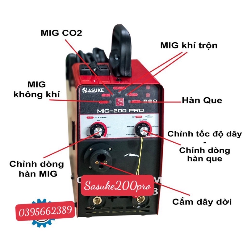 Máy Hàn Mig SASUKE MIG-200 PRO( dòng cao cấp) Bảo Hành Chính Hãng 12 Tháng