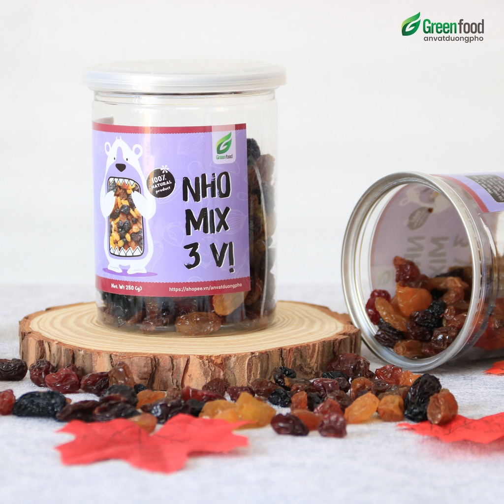 Nho khô mix 3 vị GreenFood 100% tự nhiên tốt cho sức khỏe
