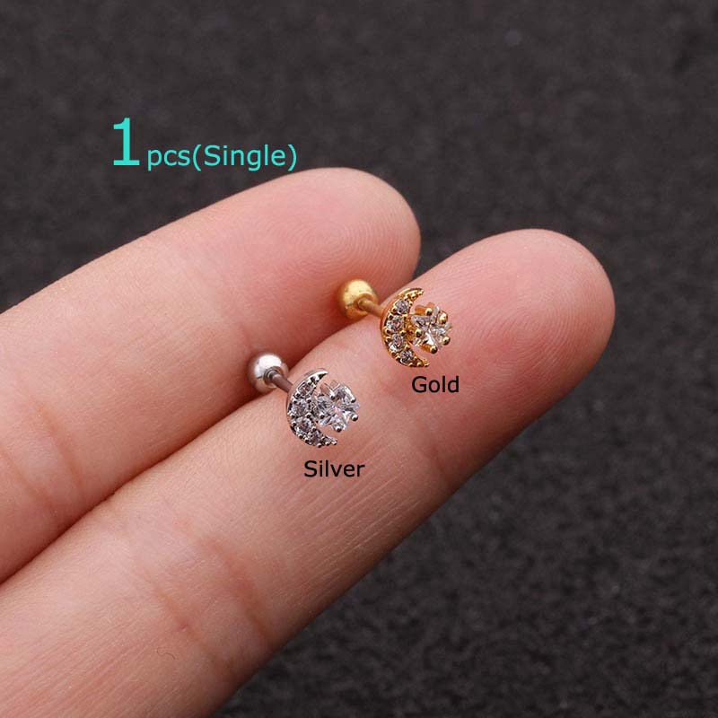 Bông Tai Hình Mặt Trăng Và Ngôi Sao Dài 6mm Dài 20g