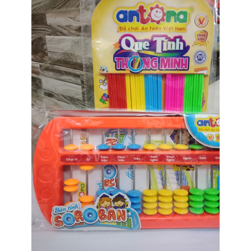 Combo bàn tính soroban và que tính thông minh antona