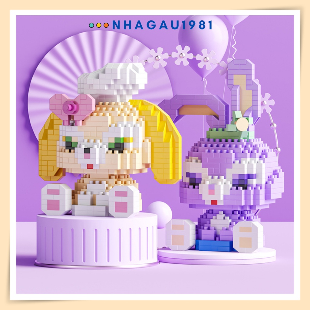 Đồ Chơi Lắp Ráp Phi Hành Gia Đèn Led Gấu Dâu Kuromi Melody Disney Full Box Kèm Thanh Gỡ