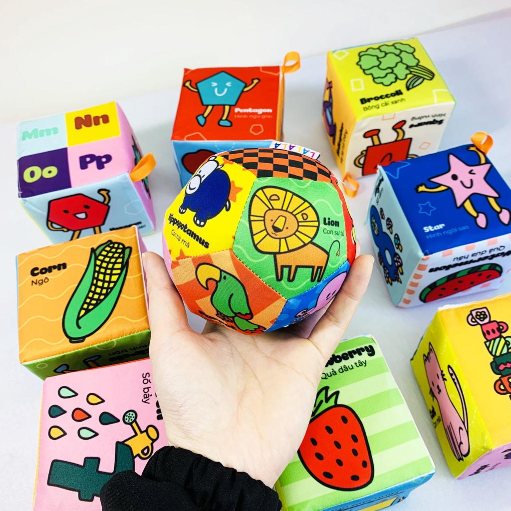 Bộ Đồ Chơi Hình khối Xúc Xắc Tặng Kèm Bóng Vải Lalala Baby - Travel Block